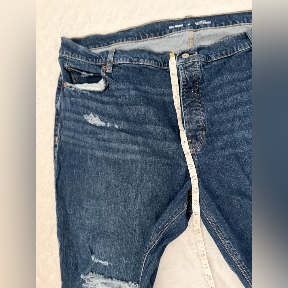 OLD NAVY High Rise Slouchy Straight Secret Slim Pocket Distressed Raw Hem Jean - Picture 12 of 12